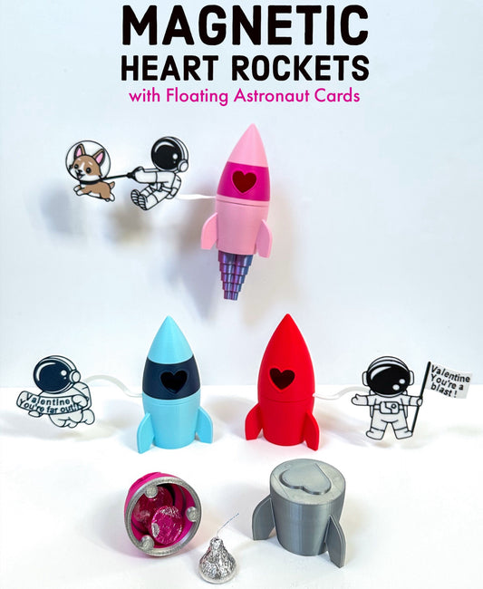 Heart Rocket with Floating Astronaut Cards