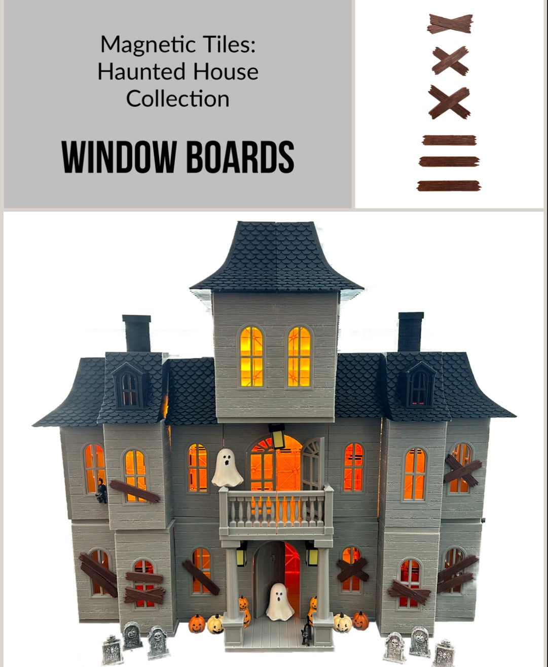 Magnetic Tile Haunted House: Window Boards